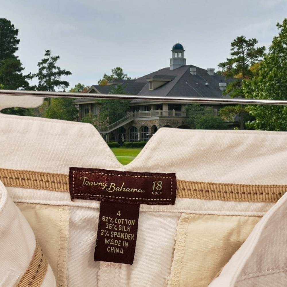 TOMMY BAHAMA Golf Silk Blend Cream Womens Capri sz 4 2016 Vibes T31